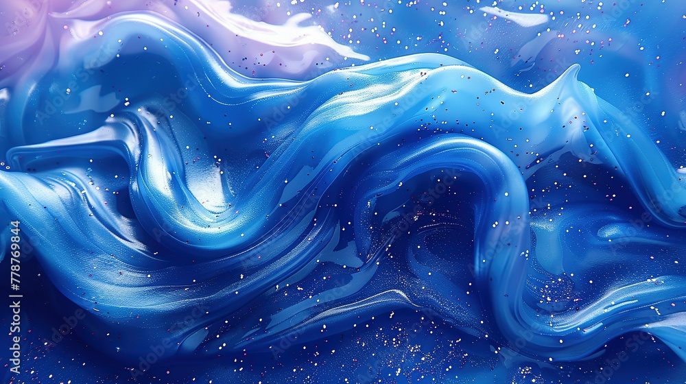 looped festive liquid BG in 4k. Abstract wavy pattern on bright glossy surface, liquid gradient blue color, waves on paint fluid in smooth animation. Glitters on viscous 3d liquid. Creative backdro looped festive liquid BG in 4k. Abstract wavy pattern on bright glossy surface, liquid gradient blue color, waves on paint fluid in smooth animation. Glitters on viscous 3d liquid. Creative backdro