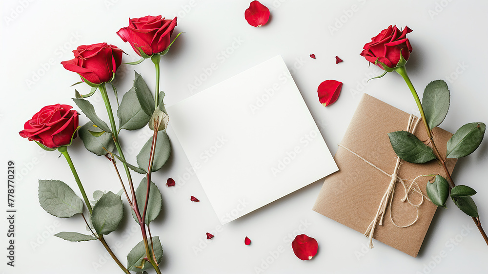 mockup greeting card with flowers. concept of love