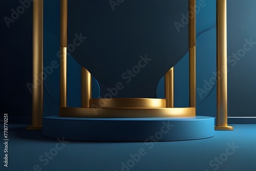blue podium with circles backgroundBy  Generative AI photo
