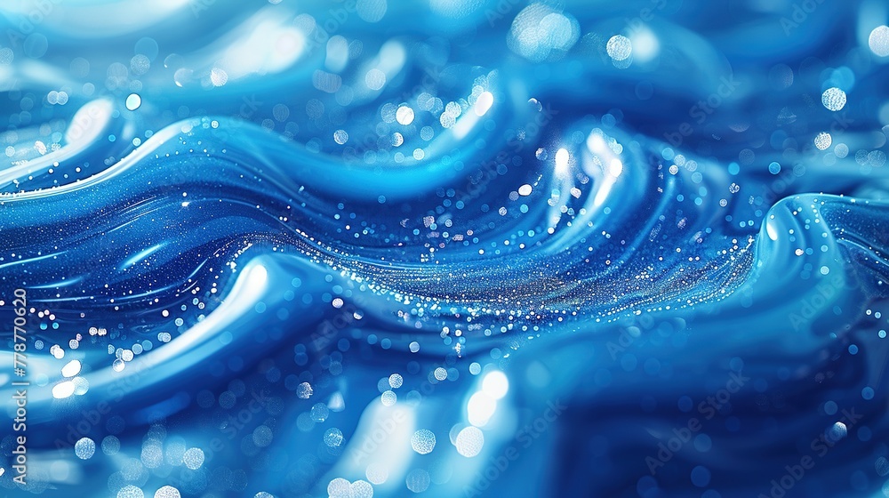 looped festive liquid BG in 4k. Abstract wavy pattern on bright glossy surface, liquid gradient blue color, waves on paint fluid in smooth animation. Glitters on viscous 3d liquid. Creative backdro looped festive liquid BG in 4k. Abstract wavy pattern on bright glossy surface, liquid gradient blue color, waves on paint fluid in smooth animation. Glitters on viscous 3d liquid. Creative backdro