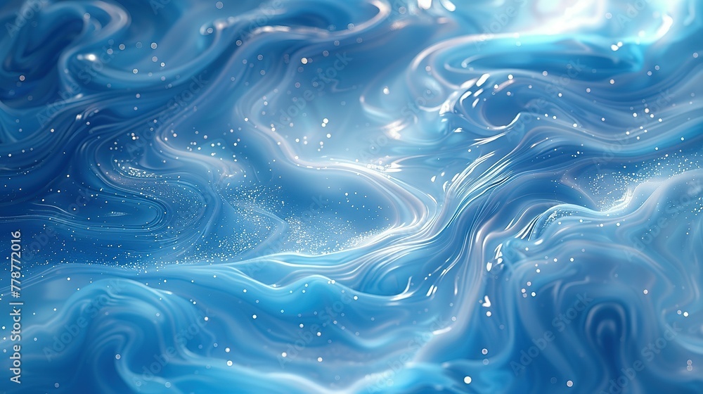looped festive liquid BG in 4k. Abstract wavy pattern on bright glossy surface, liquid gradient blue color, waves on paint fluid in smooth animation. Glitters on viscous 3d liquid. Creative backdro looped festive liquid BG in 4k. Abstract wavy pattern on bright glossy surface, liquid gradient blue color, waves on paint fluid in smooth animation. Glitters on viscous 3d liquid. Creative backdro