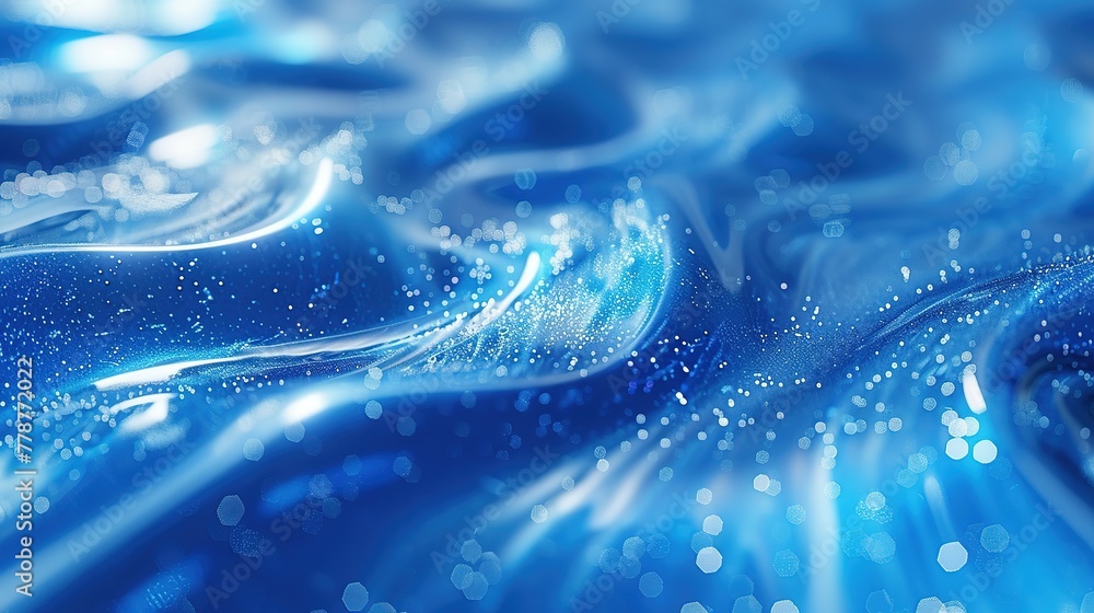 looped festive liquid BG in 4k. Abstract wavy pattern on bright glossy surface, liquid gradient blue color, waves on paint fluid in smooth animation. Glitters on viscous 3d liquid. Creative backdro looped festive liquid BG in 4k. Abstract wavy pattern on bright glossy surface, liquid gradient blue color, waves on paint fluid in smooth animation. Glitters on viscous 3d liquid. Creative backdro