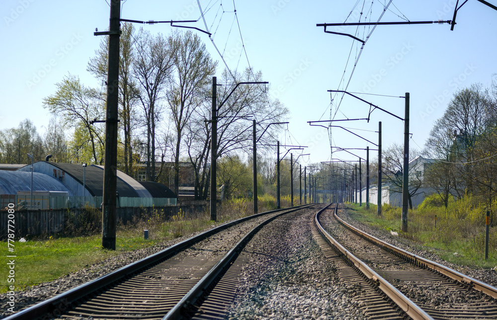 railway tracks in the morning on the outskirts of the city railway tracks in the morning on the outskirts of the city