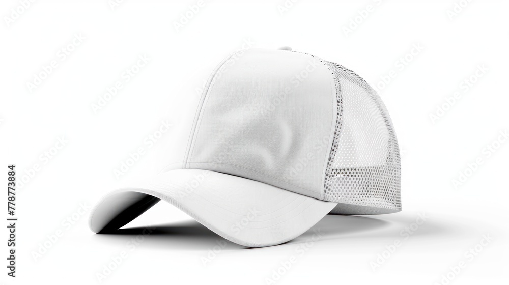 White netted hat with white background.AI generated image White netted hat with white background.AI generated image