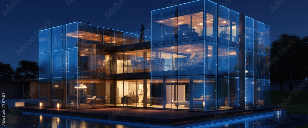 Obraz premium Elevate your lifestyle with futuristic smart home technology, leveraging Internet of Things (IoT) and automation to create a world of ultimate convenience at your fingertips.