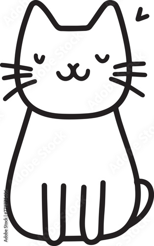 Cute si,ple line draw cat