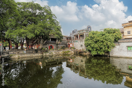 Foshan city, Guangdong, China. Yanqiao Ancient Village (built in 1450) still preserves a large number of ancient buildings as cultural relics protection units with historical heritage.