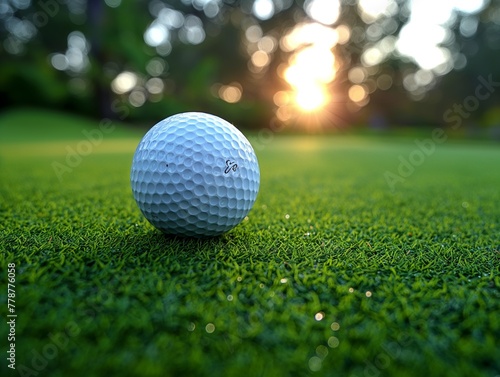 Golf ball on the green grass, golf field