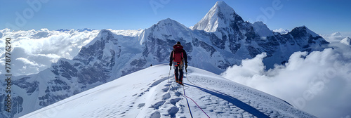 A Daredevil Mountaineer Conquering the Snowy Peaks: Essential Mountain Climbing Tips Demonstrated