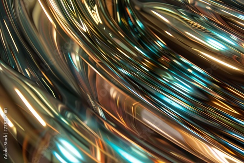 Shiny metallic lines reflecting light in a mesmerizing manner, abstract  , background