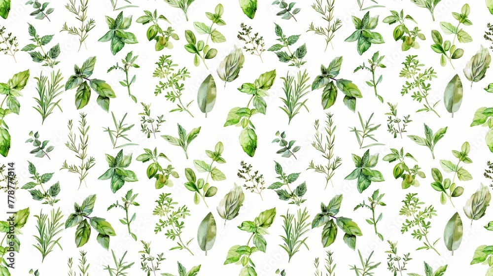 A painting of various green plants and herbs. The painting is full of life and color, and it conveys a sense of freshness and vitality. The artist has captured the essence of nature A painting of various green plants and herbs. The painting is full of life and color, and it conveys a sense of freshness and vitality. The artist has captured the essence of nature