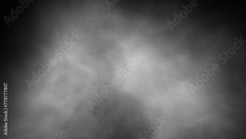 Realistic black white smoke on dark illustration background.