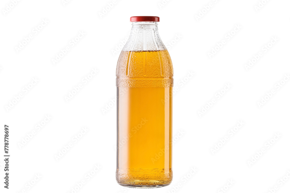 Glass Bottle with Apple Juice, Isolated on a White Background. Glass Bottle with Apple Juice, Isolated on a White Background.