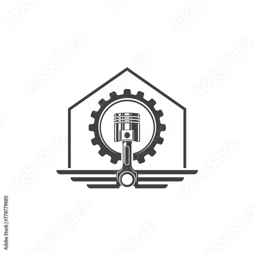 automotive sparepart house  icon vector concept design template