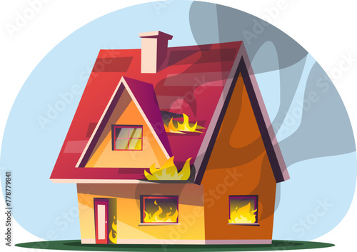 House on fire, building fire