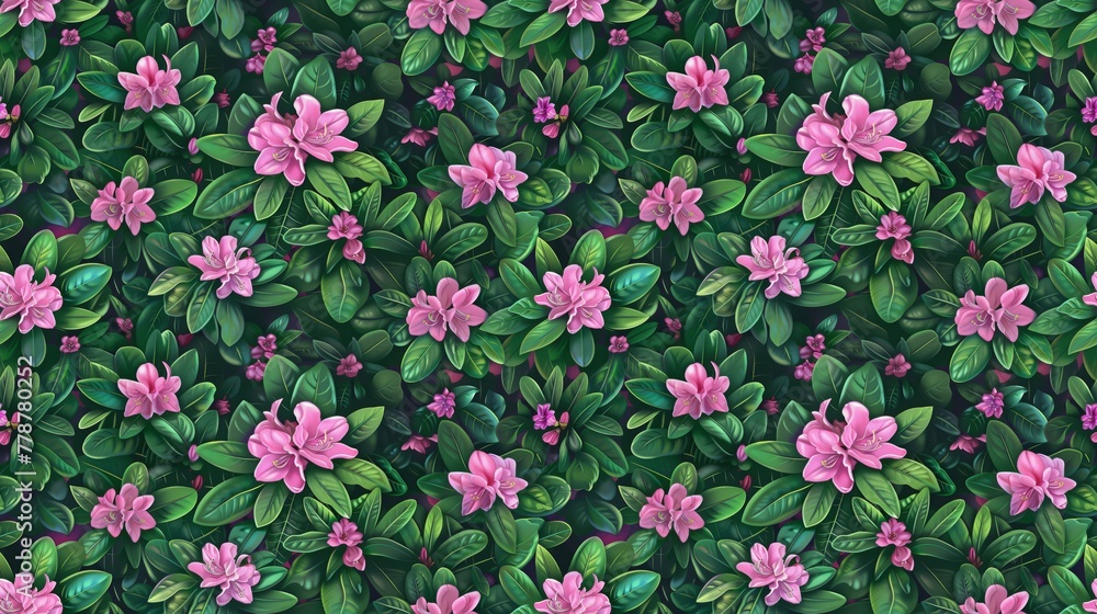 A lush green field of pink flowers with a purple background. The flowers are in full bloom and the overall mood of the image is serene and peaceful A lush green field of pink flowers with a purple background. The flowers are in full bloom and the overall mood of the image is serene and peaceful