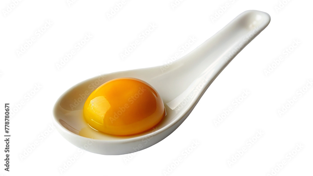 Egg yolk on white spoon isolated on transparent Egg yolk on white spoon isolated on transparent