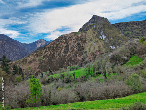 Mountains and valley around Espinareu valley, Piloña, Asturias, Spain
