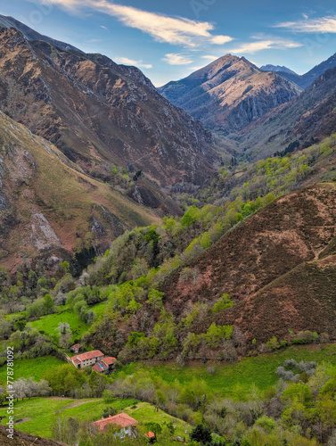 Mountains and valley around Espinareu valley, Piloña, Asturias, Spain