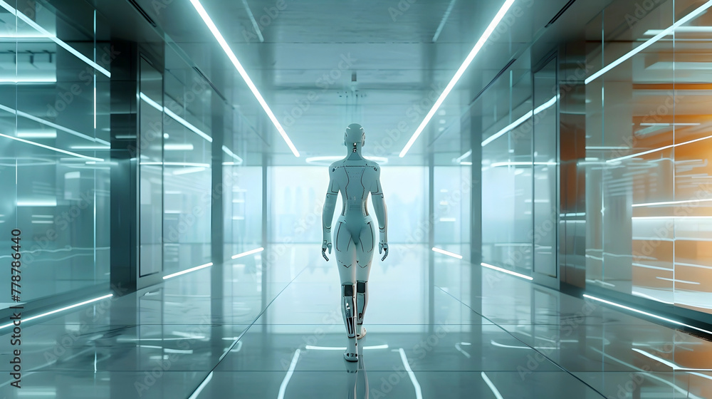 Futuristic Cybernetic Installation Merging Human Potential with Levitating Desks for Creativity and Focus Futuristic Cybernetic Installation Merging Human Potential with Levitating Desks for Creativity and Focus