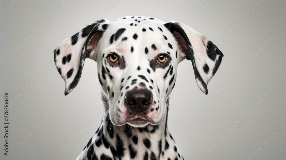 Dalmatian dog with white background.