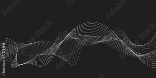 Abstract wave lines background. Curve flowing background. White line on black background. Modern wave lines pattern. Blending wave line background.