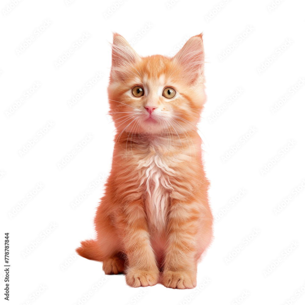 Small orange kitten on Transparent Background