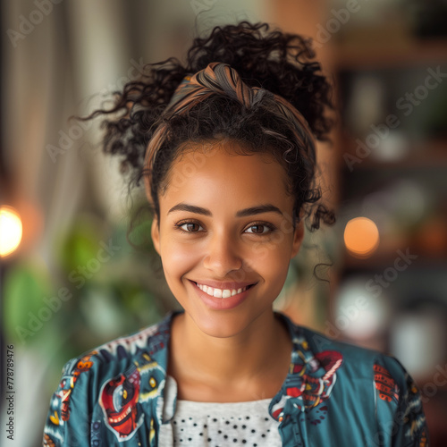 明るく微笑みかける女性