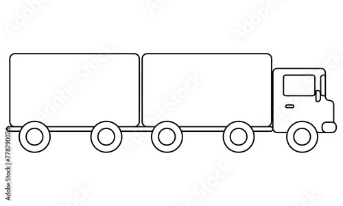 Long length truck for kids creativity and activity, Doodle coloring page with a vehicle