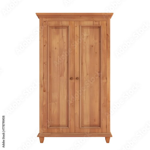 A wooden cabinet with two doors photo
