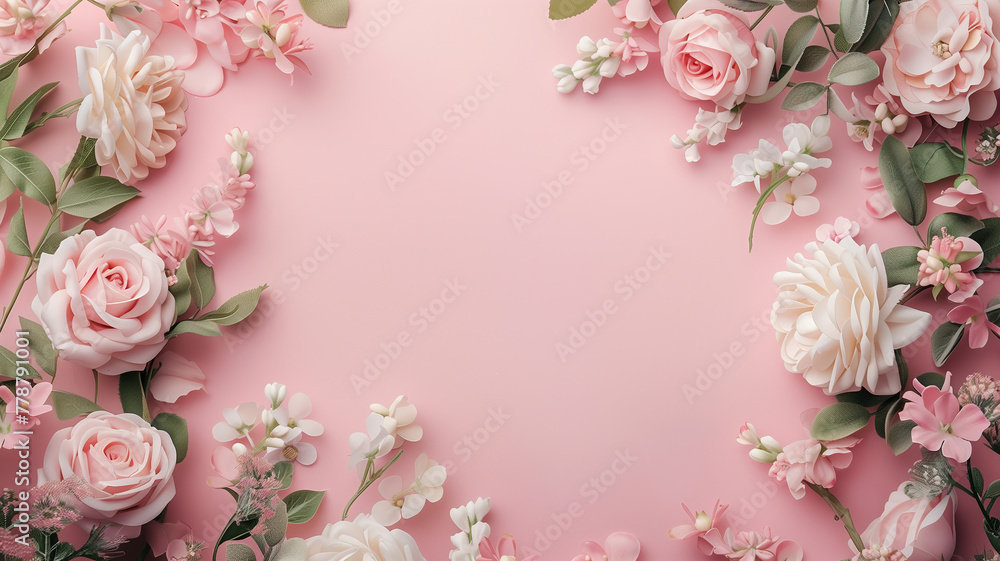 Wedding Styled Floral Background for Product Mockup, copyspace included, Flat Lay Photography ideal for catalogues