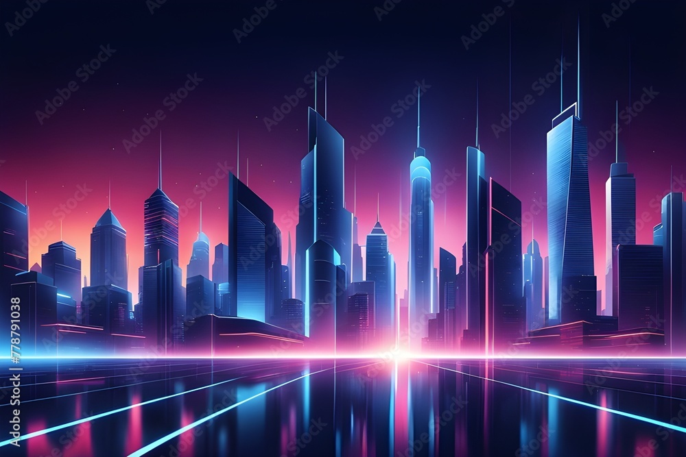 A vibrant, futuristic cityscape at night, illuminated by neon lights. Ideal for sci-fi or modern urban concepts. generative ai