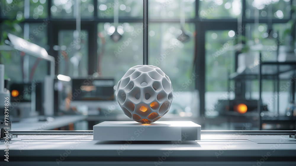 Fototapeta premium State-of-the-art 3D printer that creates modern complex geometric sculptures