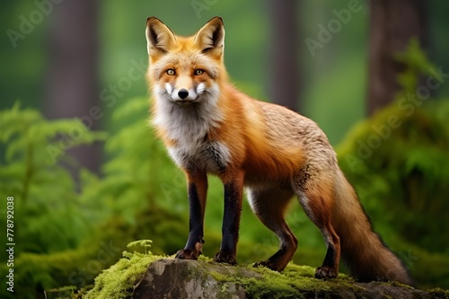 Raposa vermelha Vulpes vulpes na floresta 