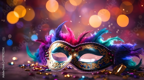 Fondos 2 Máscaras de Carnaval - Two Mask Carnival Background - Generative AI 