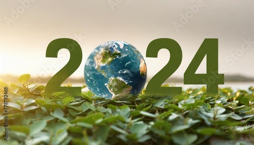 new year 2024 green recycling and save our planet and earth environment world water day 2024 earth day 2024 3d concept © Leila
