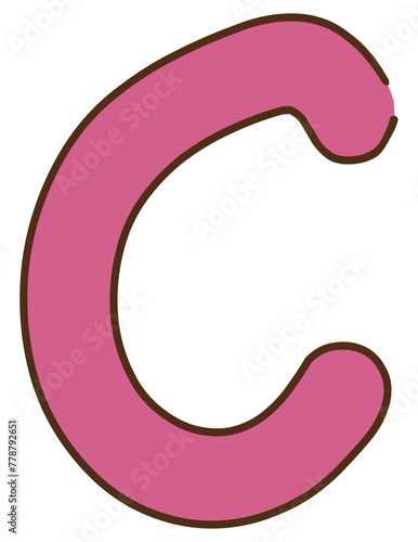 pink with brown border letter C