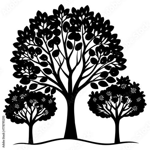 Olive tree silhouette vector illustration,icon,tree elegant characters,Holiday t shirt,Hand drawn trendy Vector illustration,christmas tree on black background