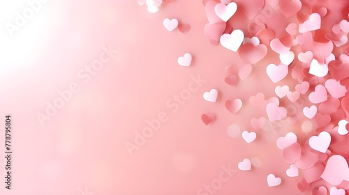 Happy Valentine's Day concept abstract 3d composition decorate glossy sweet hearts background 