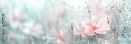 Illustration of a pink flowers in a blurry background