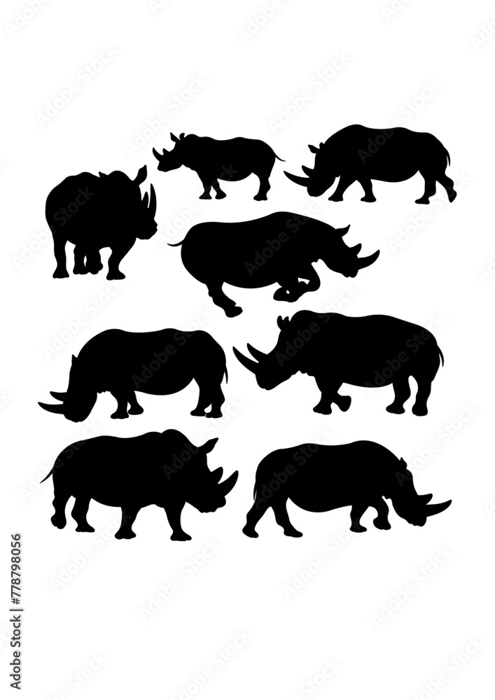 Rhinoceros wild animal silhouettes Rhinoceros wild animal silhouettes