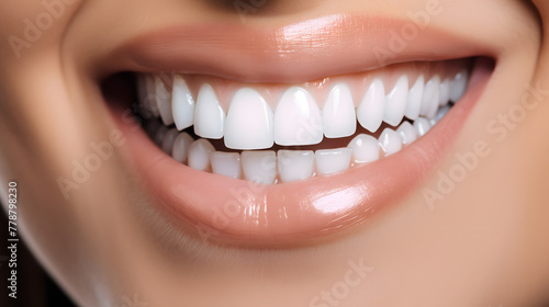 Close-Up of Dental Checkup with Perfect White Smile.