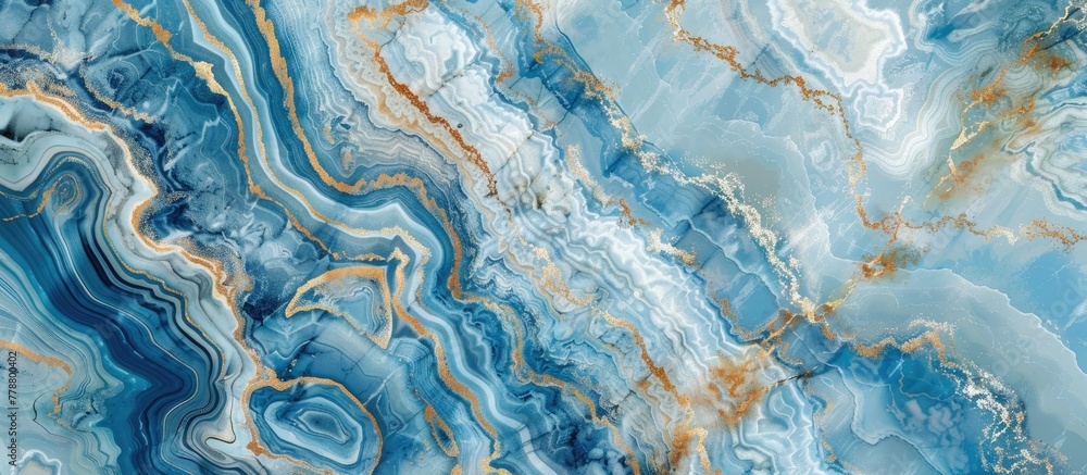 A detailed pattern of electric blue and gold marble, resembling woven fabric. The mix of colors creates an artful fashion accessory with threads of peach and woolen texture A detailed pattern of electric blue and gold marble, resembling woven fabric. The mix of colors creates an artful fashion accessory with threads of peach and woolen texture