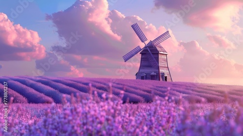 A serene windmill stands ta...