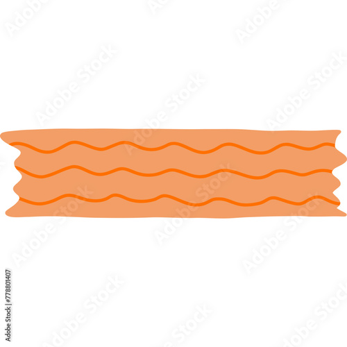 Cute doodle washi tape stripe with horizontal wavy line pattern. Adhesive tape with squiggle colorful ornament. Aesthetic decorative scotch tape with ragged edges for scrapbook, planner, notebook