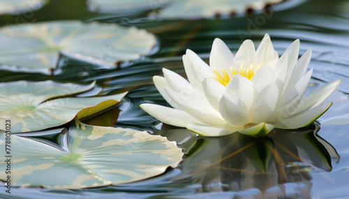 Lotus flower in calm water  tranquility  blooming flowers