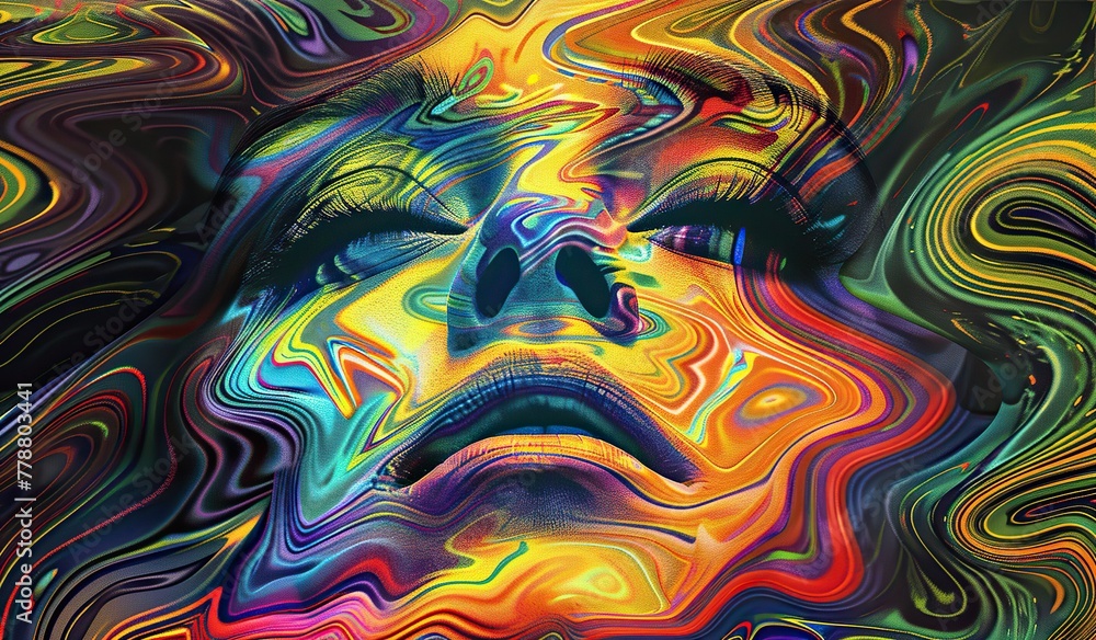Mesmerizing abstract face in vibrant color swirls Mesmerizing abstract face in vibrant color swirls