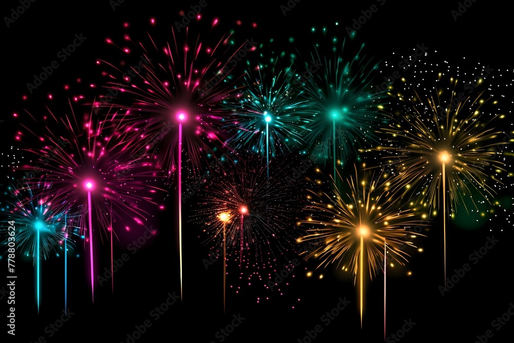 Naklejka premium fireworks on the night sky made by midjourney