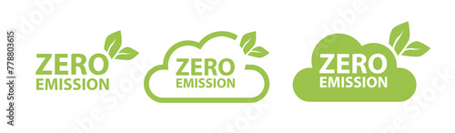 Zero Emission. Net zero label stamp design leaves Zero Emission carbon eco stamp symbol Vector