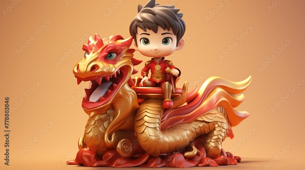 Cute boy sitting on dragon Cute boy sitting on dragon
